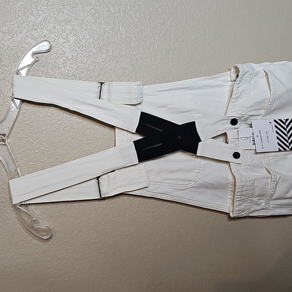 NWT Sandrine Rose Small Women's White Denim Overalls - Picture 5 of 10